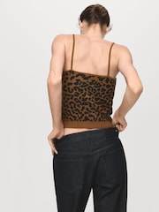 Mango Brown Leopard-Print Knitted Top - Image 2 of 6