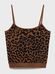 Mango Brown Leopard-Print Knitted Top - Image 5 of 6