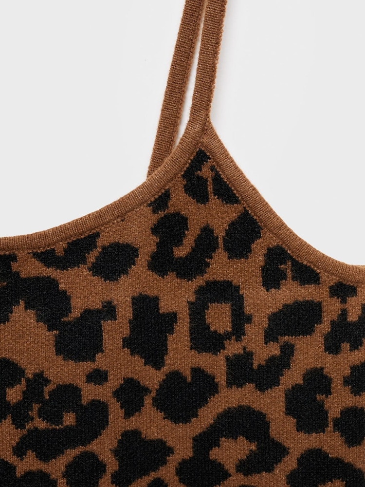 Mango Brown Leopard-Print Knitted Top - Image 6 of 6