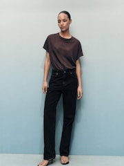 Mango Black Matilda High-Rise Straight Jeans - Image 1 of 6