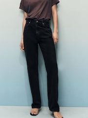 Mango Black Matilda High-Rise Straight Jeans - Image 3 of 6