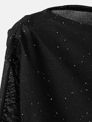 Mango Black Sparkly Boat Neck Top - Image 6 of 6