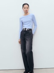 Mango Blue Long-Sleeved Fine-Knit Sweater - Image 2 of 6