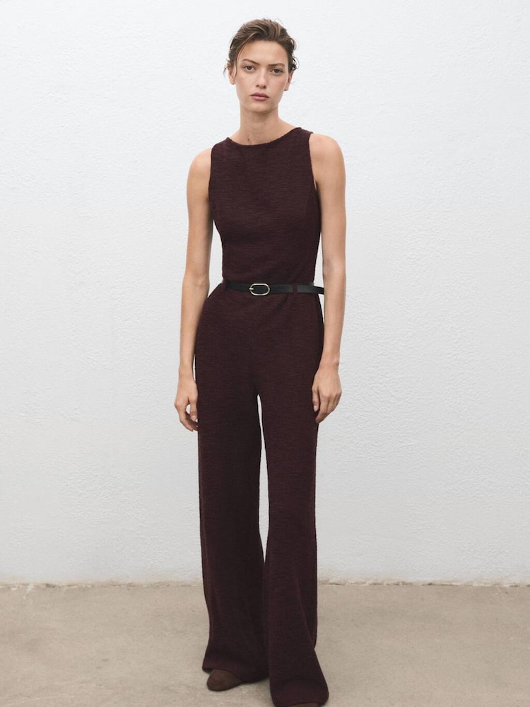 Mango Red Marl Jumpsuit With Belt - Image 1 of 6