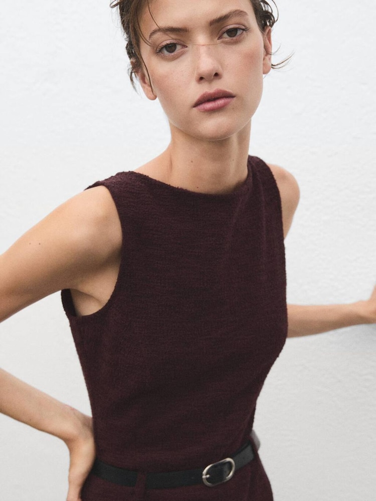 Mango Red Marl Jumpsuit With Belt - Image 2 of 6 Mango Red Marl Jumpsuit With Belt - Image 2 of 6