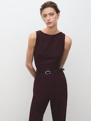 Mango Red Marl Jumpsuit With Belt - Image 4 of 6