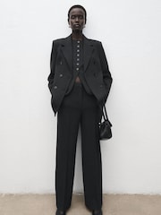 Mango Grey Pleated Suit Trousers - Image 2 of 6
