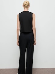 Mango Black Pleated Wide Leg Trousers - Image 2 of 7