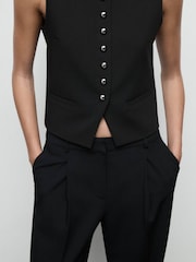 Mango Black Pleated Wide Leg Trousers - Image 5 of 7