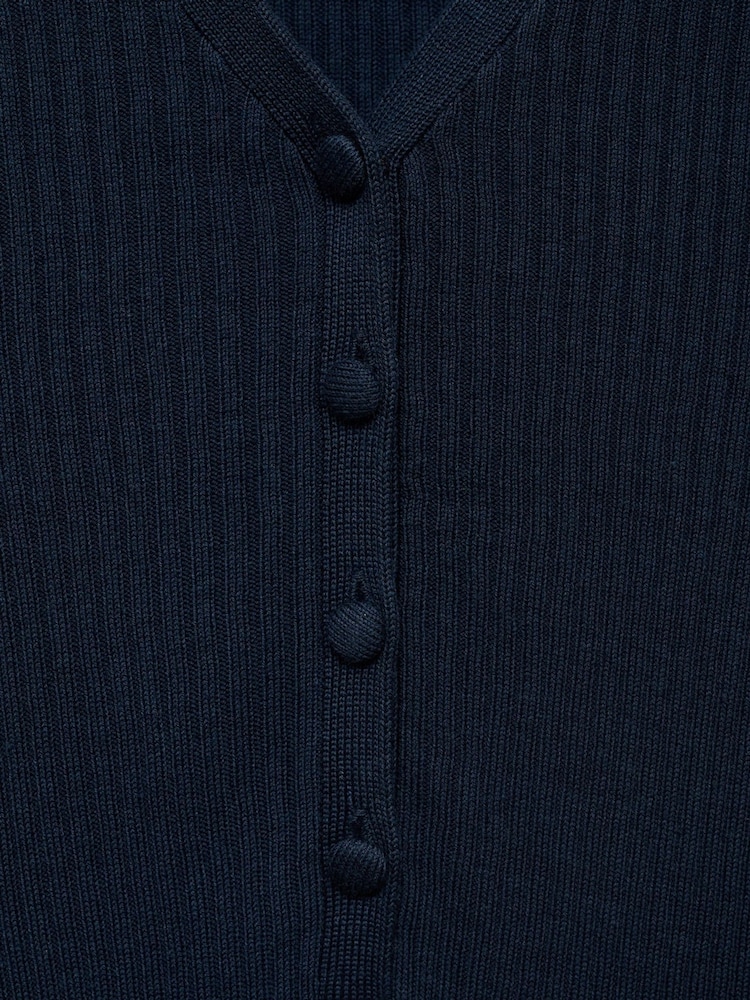 Mango Blue V-Neck Ribbed Knit Sweater - Image 6 of 6