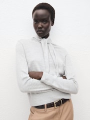 Mango Grey Knot Detail Turtleneck Jumper - Image 1 of 6