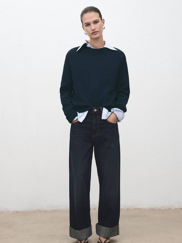 Mango Blue Knitted Wool Blend Sweater - Image 1 of 7