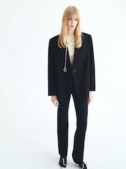 Mango Black Mid-Rise Flare Trousers - Image 1 of 6