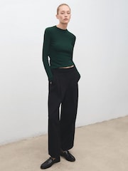 Mango Green High Neck Ribbed Long Sleeve Jumper - Image 3 of 6