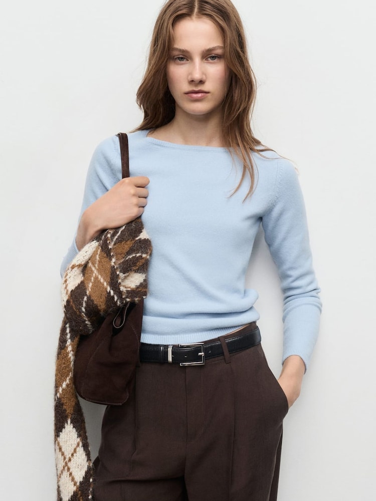 Mango Blue Boat Neck Jumper - Image 1 of 6 Mango Blue Boat Neck Jumper - Image 1 of 6