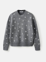 Mango Grey Embellished Long Sleeve Jumper - Image 4 of 5