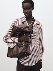 Mango White Pocket Striped Shirt - Image 1 of 7