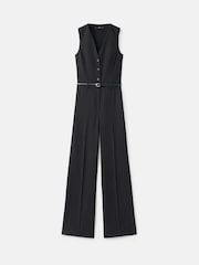 Mango Blue Pinstripe Jumpsuit With Belt - Image 6 of 7