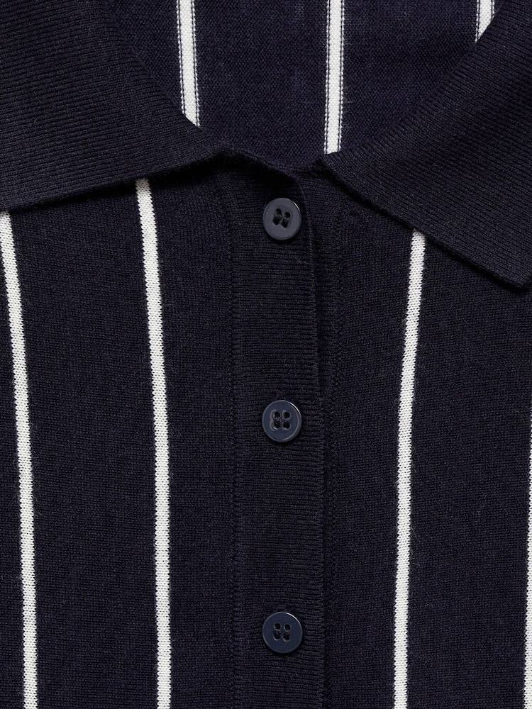 Mango Blue Striped Polo-Neck Sweater - Image 6 of 6