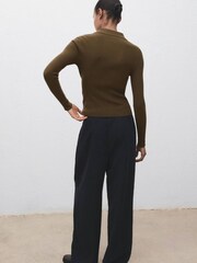 Mango Green Polo-Neck Ribbed Sweater - Image 2 of 6