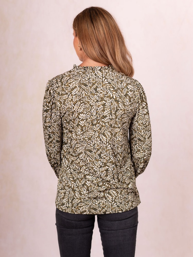 Lakeland Clothing Green Kyla Frill Collar Top - Image 2 of 7
