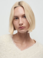 Mango White V-Neck Fluffy Long Sleeve Jumper - Image 4 of 6