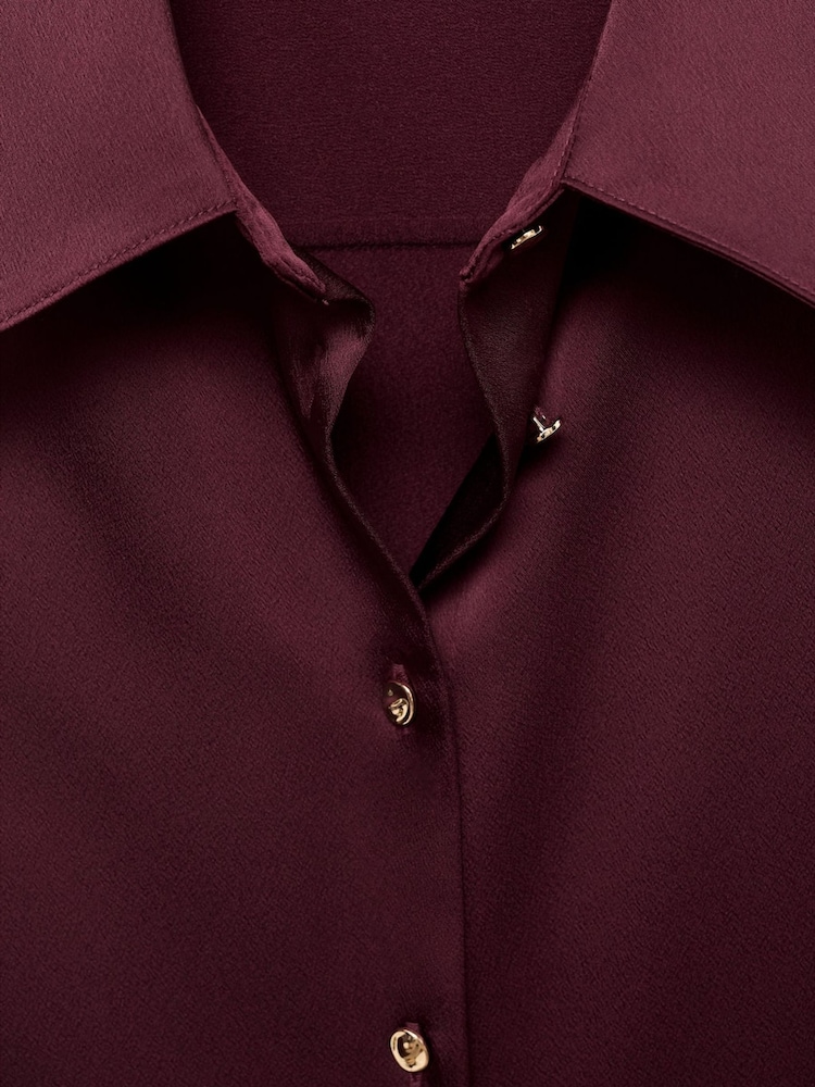 Mango Red Satin Finish Flowy Shirt - Image 6 of 6