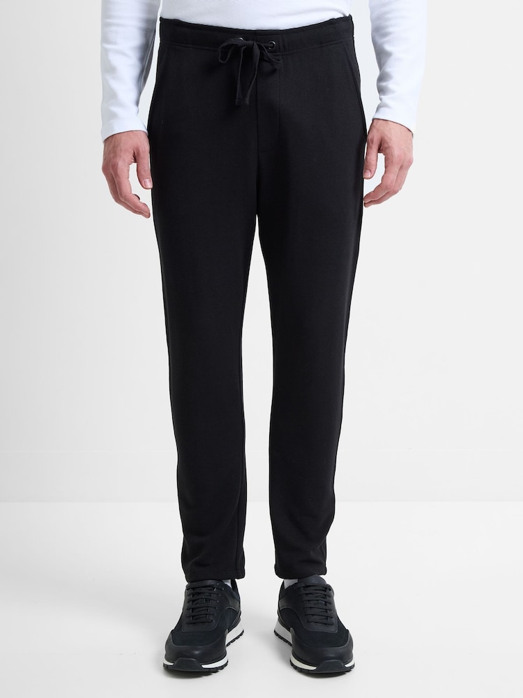 French Connection Black Cotton Blend Textured Straight-Leg Smart Joggers - Image 1 of 5 French Connection Black Cotton Blend Textured Straight-Leg Smart Joggers - Image 1 of 5