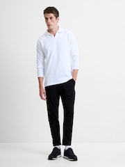 French Connection Black Cotton Blend Textured Straight-Leg Smart Joggers - Image 4 of 5