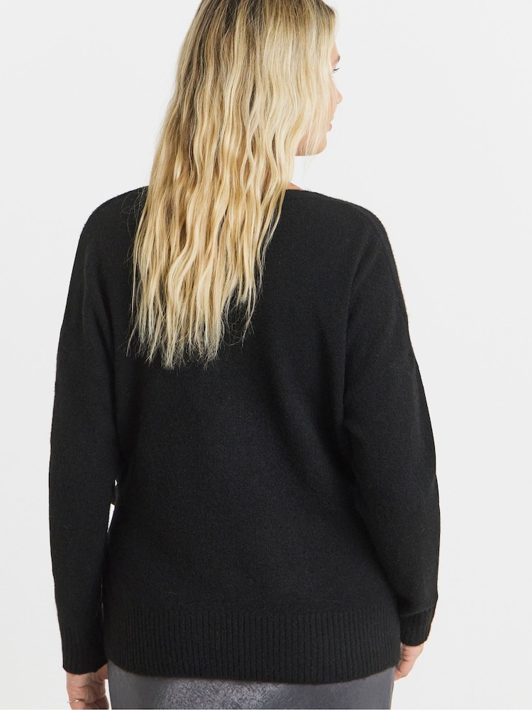 Simply Be Black Ballet Wrap Knitted Cardigan - Image 2 of 4