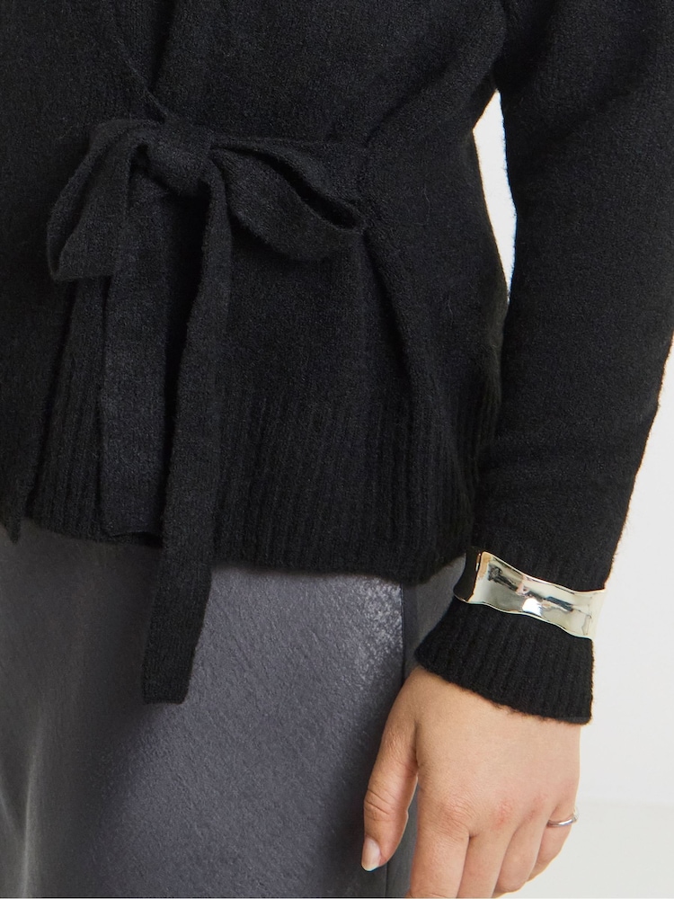 Simply Be Black Ballet Wrap Knitted Cardigan - Image 4 of 4