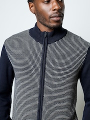 French Connection Blue Cotton Nylon Blend Zip-Up Funnel Neck Knit Jumper - Image 5 of 5