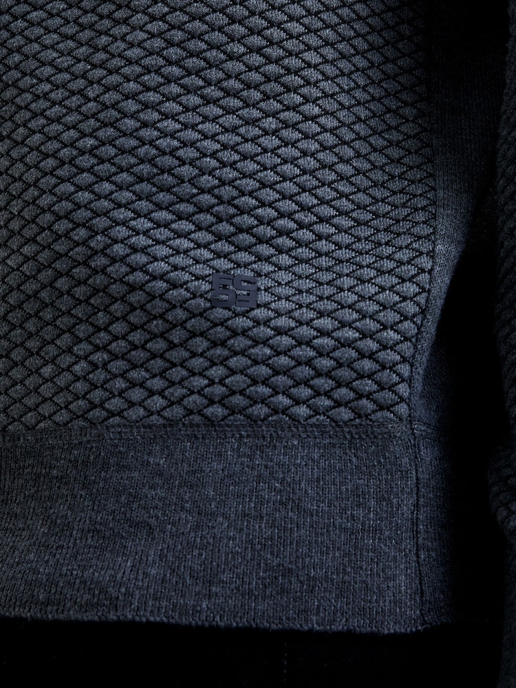 French Connection Diamond Jacquard Textured Crew Neck Long Sleeve Jumper - Imagem 5 de 5