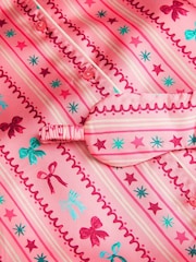 Monsoon Pink Bow Print Satin Long Pyjamas & Sleep Mask Set - Image 4 of 4