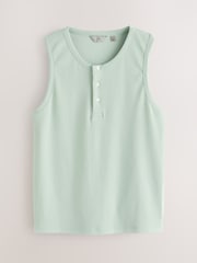 Sage Green Ribbed Henley Vest - Image 5 of 7