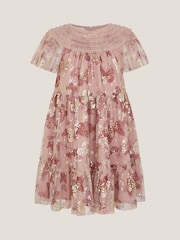Monsoon Pink Butterfly Foil Print Party Dress - Image 2 of 4
