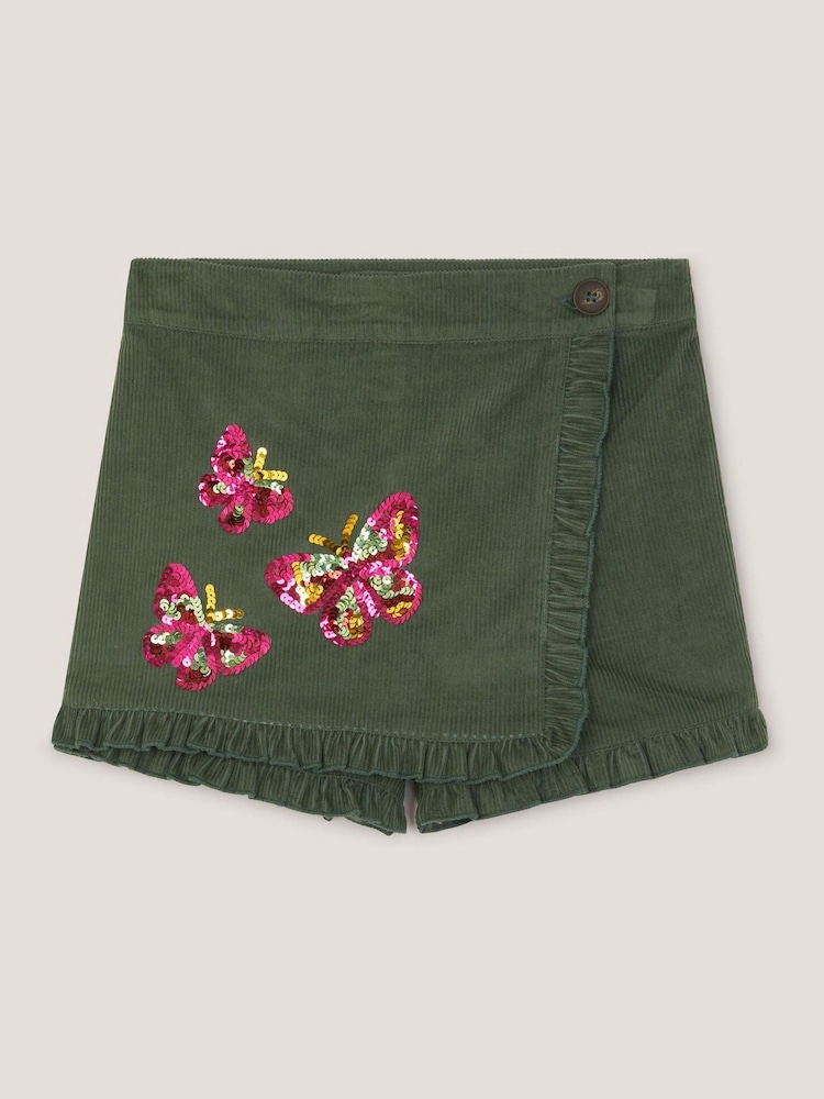 Monsoon Green Sequin Butterfly Corduroy Skort - Image 1 of 3