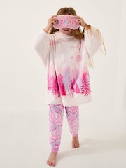 Monsoon Pink Forest Hoodie Pyjamas Top - Image 1 of 2