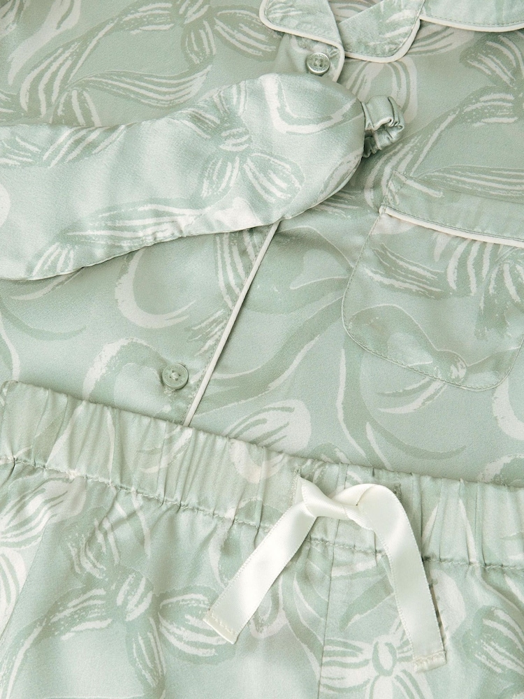 Monsoon Green Bow Print Pyjamas & Sleep Mask Set - Image 4 of 4 Monsoon Green Bow Print Pyjamas & Sleep Mask Set - Image 4 of 4