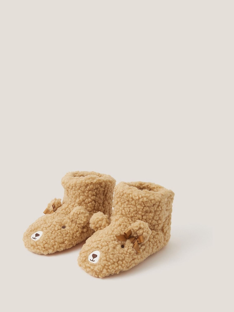 Monsoon Brown Teddy Bear Slipper Boots - Image 1 of 1