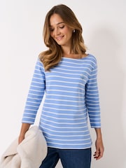 Crew Clothing Company Blue Embroidered Ultimate Breton T-Shirt - Image 1 of 5