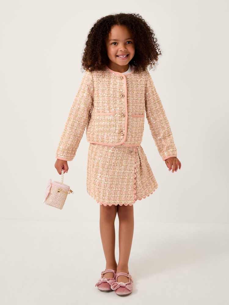 Monsoon Pink Sequin Tweed Skort - Image 1 of 4 Monsoon Pink Sequin Tweed Skort - Image 1 of 4