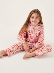 Monsoon Cream Bow Print Long Pyjamas Set - Image 1 of 4