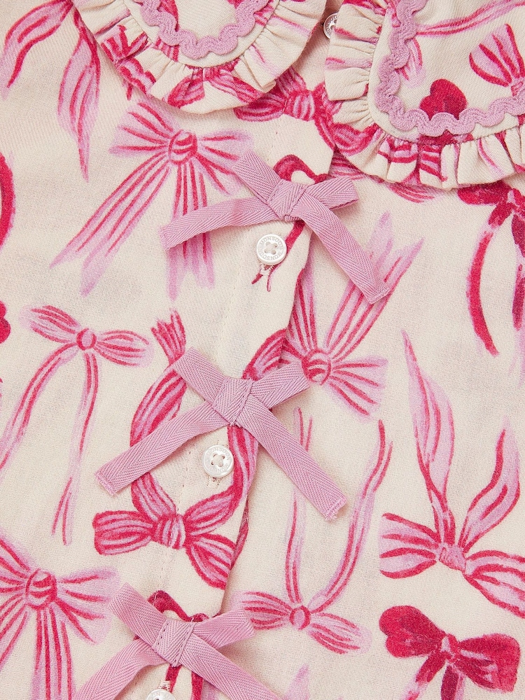 Monsoon Cream Bow Print Long Pyjamas Set - Image 4 of 4
