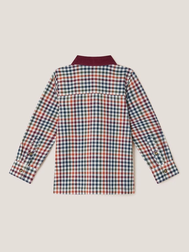 Monsoon Brown Corduroy Collar Gingham Shirt - Image 2 of 3