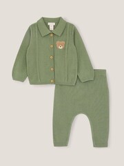 Monsoon Green Newborn Benny Bear Cable Knit Set - Image 1 of 3