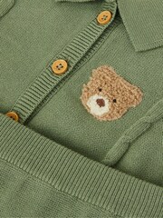 Monsoon Green Newborn Benny Bear Cable Knit Set - Image 3 of 3
