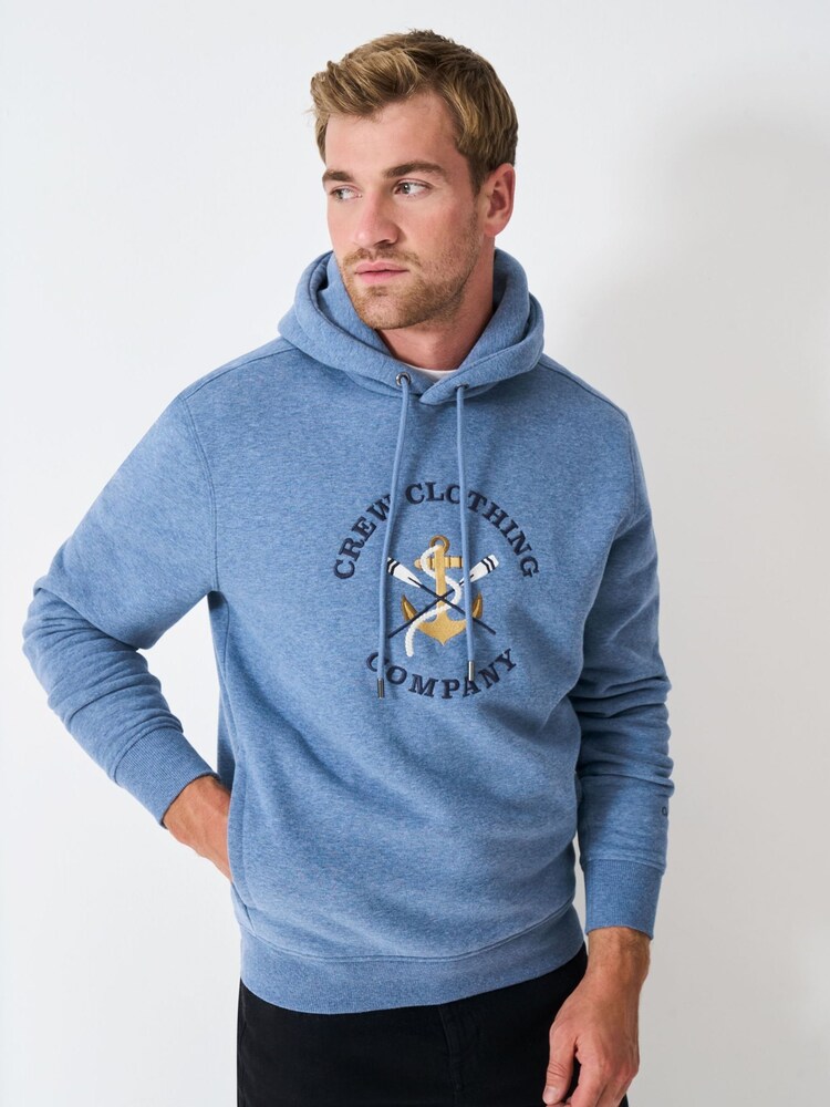 Crew Clothing Blue Embroidered Anchor Graphic Hoodie - Image 1 of 1