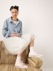 Converse Pink Chuck Taylor Peached Canvas High Trainers - Image 6 of 9