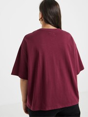 Simply Be Red Floral Burn Out T-Shirt - Image 2 of 4